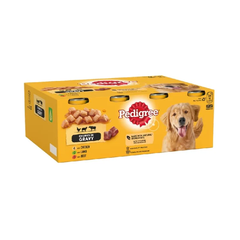 Pedigree | Adult Wet Dog Food Tins | Mixed Chunks In Gravy - 12 x 400g